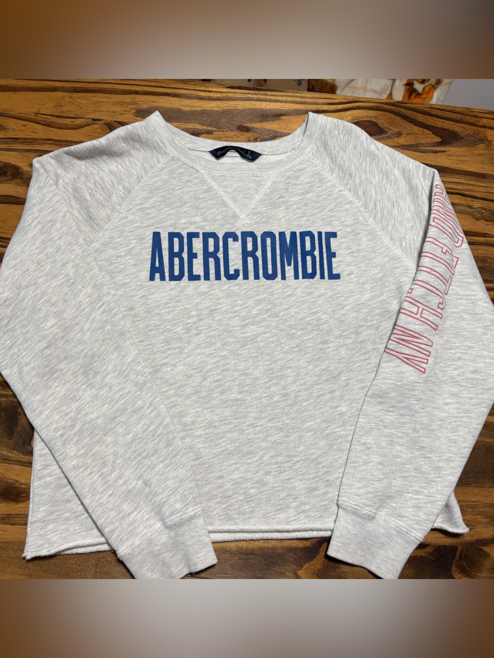 Abercrombie & Fitch Spell Out Logo Cropped Crewneck Sweatshirt Y2K Size Small